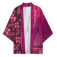 Samoan Pacific Tribal Flower Geometric Art Tattoos Kimono Siapo Pattern Romantic Rose LT03 Unisex Pink - Polynesian Pride