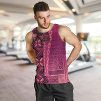 Samoan Pacific Tribal Flower Geometric Art Tattoos Men Tank Top Siapo Pattern Romantic Rose LT03 Pink - Polynesian Pride