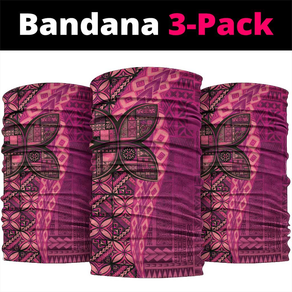 Samoan Pacific Tribal Flower Geometric Art Tattoos Neck Gaiter Siapo Pattern Romantic Rose LT03 package One Size: 25*50cm Pink - Polynesian Pride