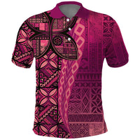 Samoan Pacific Tribal Flower Geometric Art Tattoos Polo Shirt Siapo Pattern Romantic Rose LT03 Pink - Polynesian Pride
