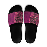 Samoan Pacific Tribal Flower Geometric Art Tattoos Slide Sandals Siapo Pattern Romantic Rose LT03 Pink - Polynesian Pride