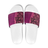 Samoan Pacific Tribal Flower Geometric Art Tattoos Slide Sandals Siapo Pattern Romantic Rose LT03 Pink - Polynesian Pride