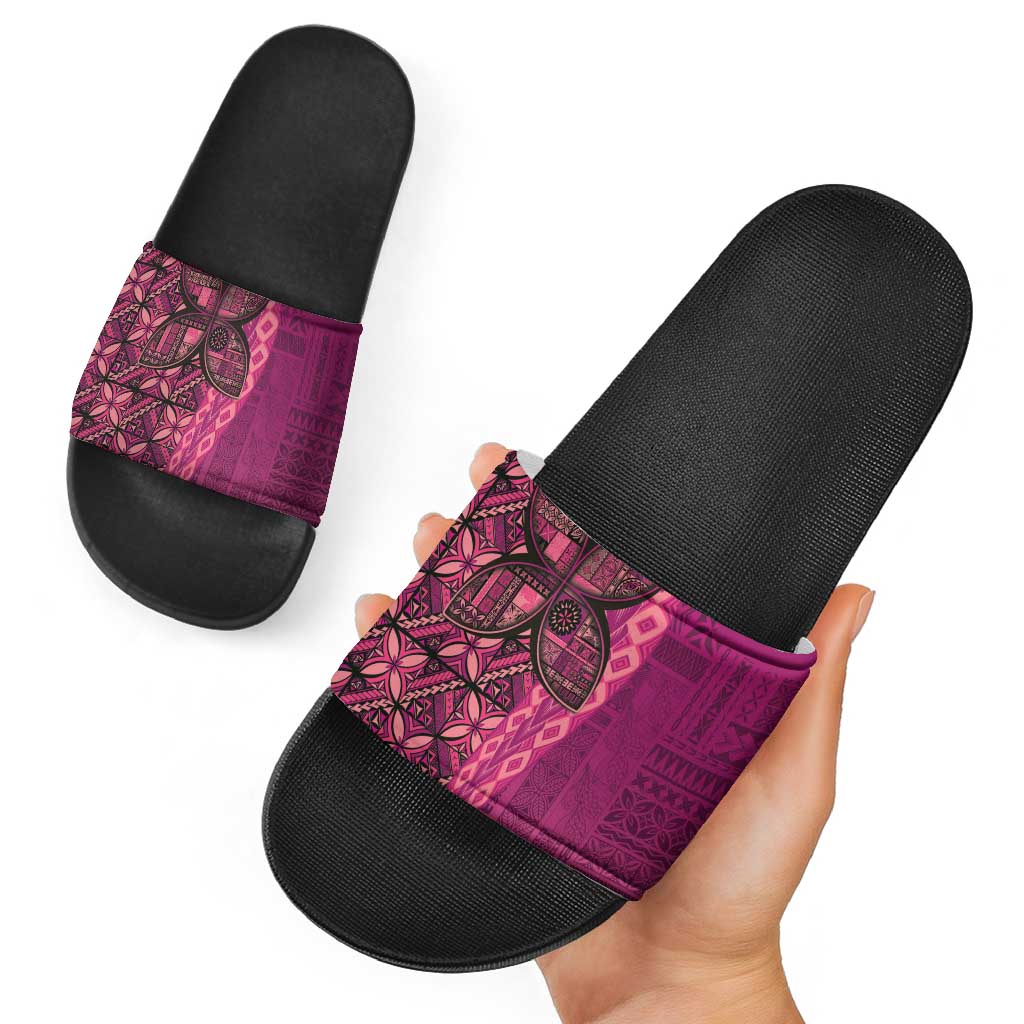 Samoan Pacific Tribal Flower Geometric Art Tattoos Slide Sandals Siapo Pattern Romantic Rose LT03 - Polynesian Pride