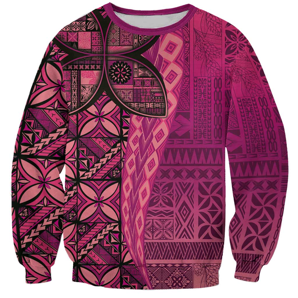 Samoan Pacific Tribal Flower Geometric Art Tattoos Sweatshirt Siapo Pattern Romantic Rose LT03 Unisex Pink - Polynesian Pride