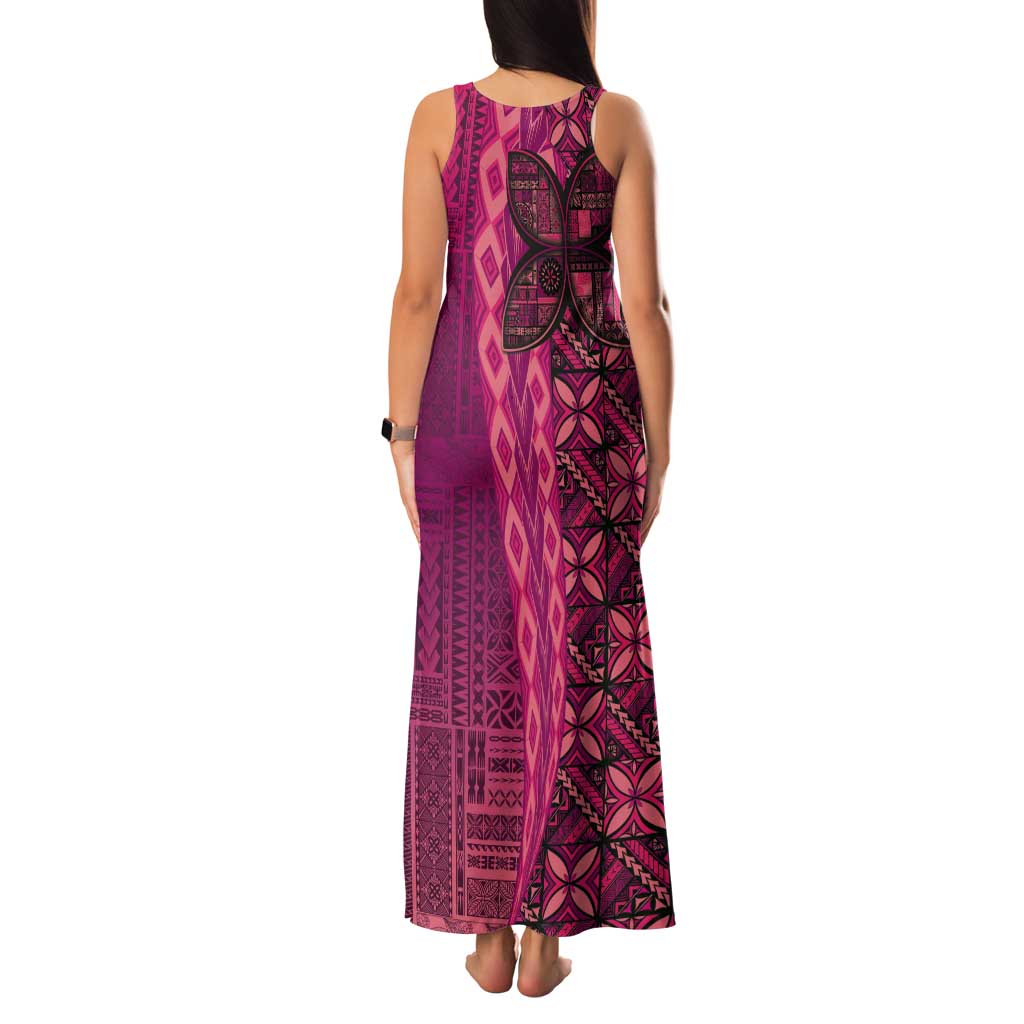 Samoan Pacific Tribal Flower Geometric Art Tattoos Tank Maxi Dress Siapo Pattern Romantic Rose LT03 - Polynesian Pride