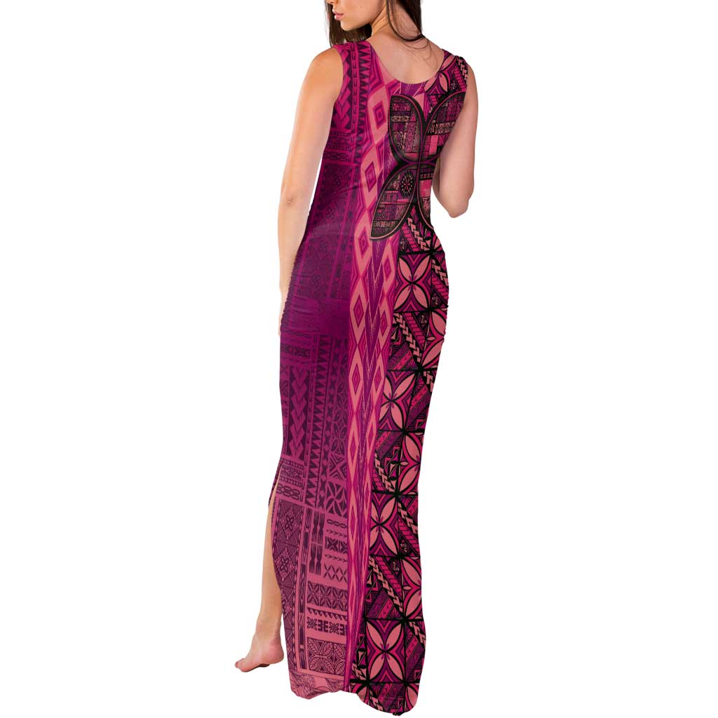 Samoan Pacific Tribal Flower Geometric Art Tattoos Tank Maxi Dress Siapo Pattern Romantic Rose LT03 - Polynesian Pride