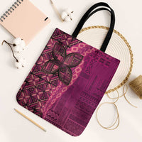 Samoan Pacific Tribal Flower Geometric Art Tattoos Tote Bag Siapo Pattern Romantic Rose LT03 One Size Pink - Polynesian Pride