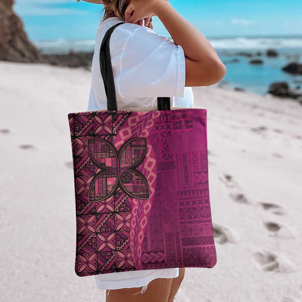 Samoan Pacific Tribal Flower Geometric Art Tattoos Tote Bag Siapo Pattern Romantic Rose LT03 - Polynesian Pride