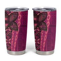 Samoan Pacific Tribal Flower Geometric Art Tattoos Tumbler Cup Siapo Pattern Romantic Rose LT03 Pink - Polynesian Pride