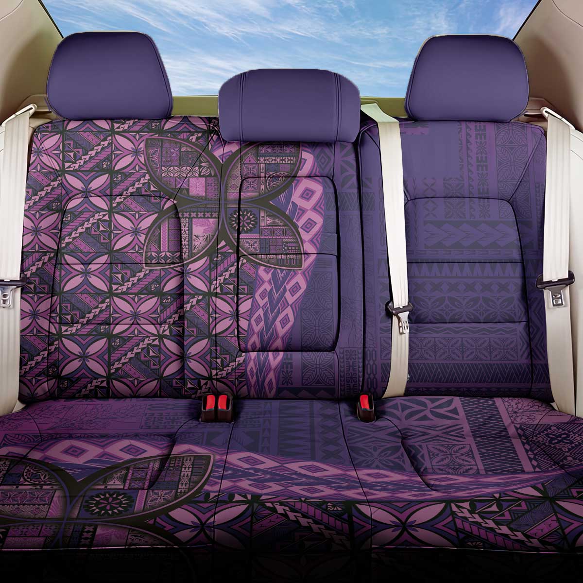 Samoan Pacific Tribal Flower Geometric Art Tattoos Back Car Seat Cover Siapo Pattern Purple Haze LT03 One Size Purple - Polynesian Pride