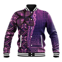 Samoan Pacific Tribal Flower Geometric Art Tattoos Baseball Jacket Siapo Pattern Purple Haze LT03 Unisex Purple - Polynesian Pride