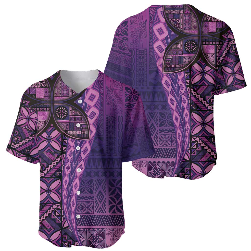 Samoan Pacific Tribal Flower Geometric Art Tattoos Baseball Jersey Siapo Pattern Purple Haze LT03 - Polynesian Pride