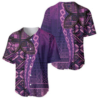 Samoan Pacific Tribal Flower Geometric Art Tattoos Baseball Jersey Siapo Pattern Purple Haze LT03 - Polynesian Pride