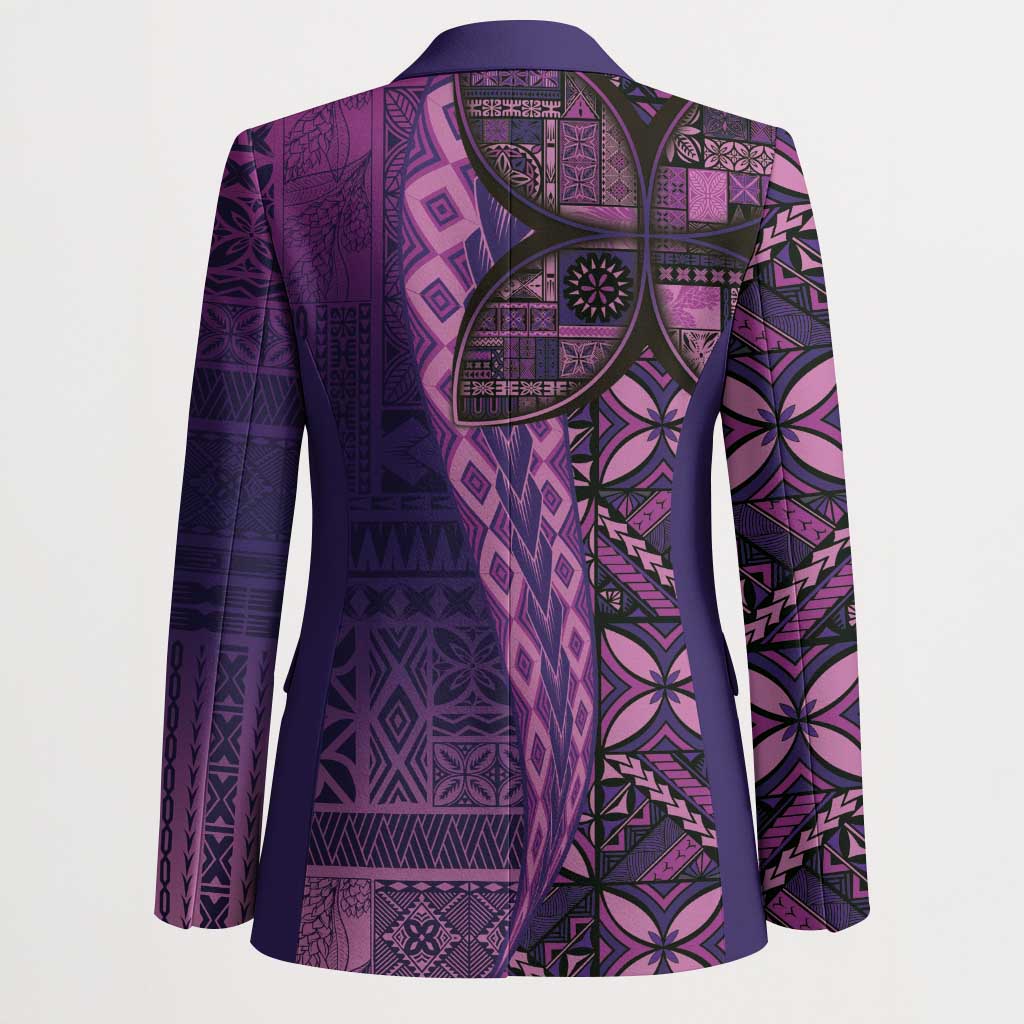 Samoan Pacific Tribal Flower Geometric Art Tattoos Blazer Siapo Pattern Purple Haze LT03 - Polynesian Pride