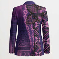 Samoan Pacific Tribal Flower Geometric Art Tattoos Blazer Siapo Pattern Purple Haze LT03 - Polynesian Pride