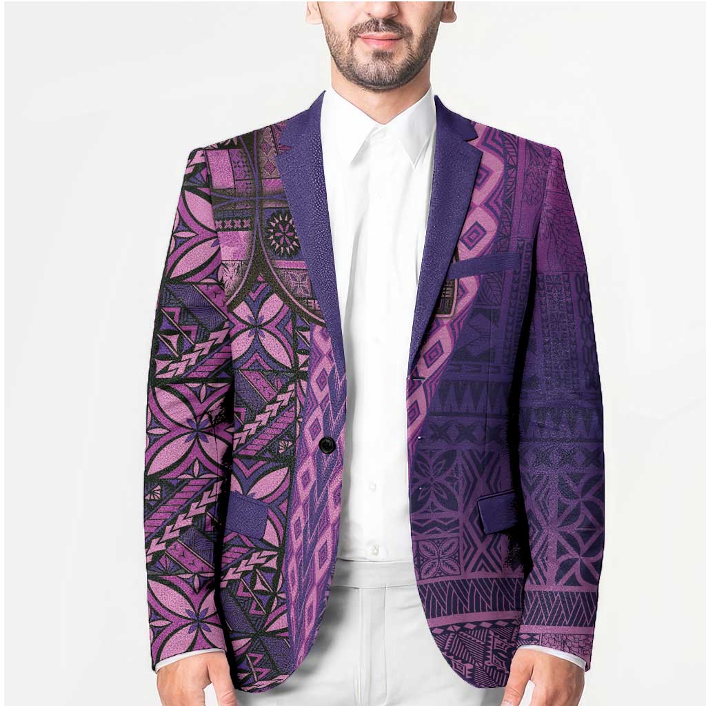 Samoan Pacific Tribal Flower Geometric Art Tattoos Blazer Siapo Pattern Purple Haze LT03 - Polynesian Pride