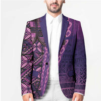Samoan Pacific Tribal Flower Geometric Art Tattoos Blazer Siapo Pattern Purple Haze LT03 - Polynesian Pride