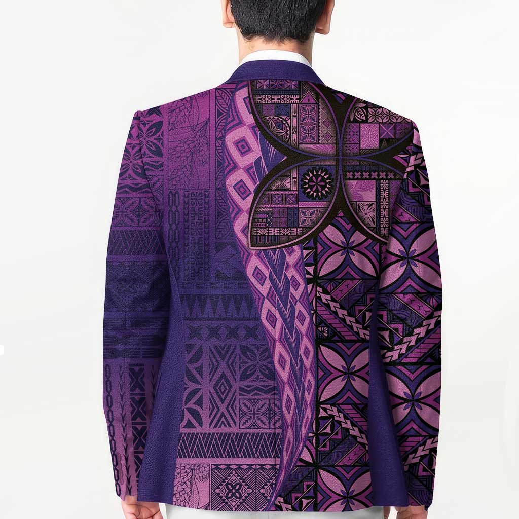 Samoan Pacific Tribal Flower Geometric Art Tattoos Blazer Siapo Pattern Purple Haze LT03 - Polynesian Pride