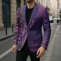 Samoan Pacific Tribal Flower Geometric Art Tattoos Blazer Siapo Pattern Purple Haze LT03 - Polynesian Pride