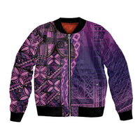 Samoan Pacific Tribal Flower Geometric Art Tattoos Bomber Jacket Siapo Pattern Purple Haze LT03 Unisex Purple - Polynesian Pride