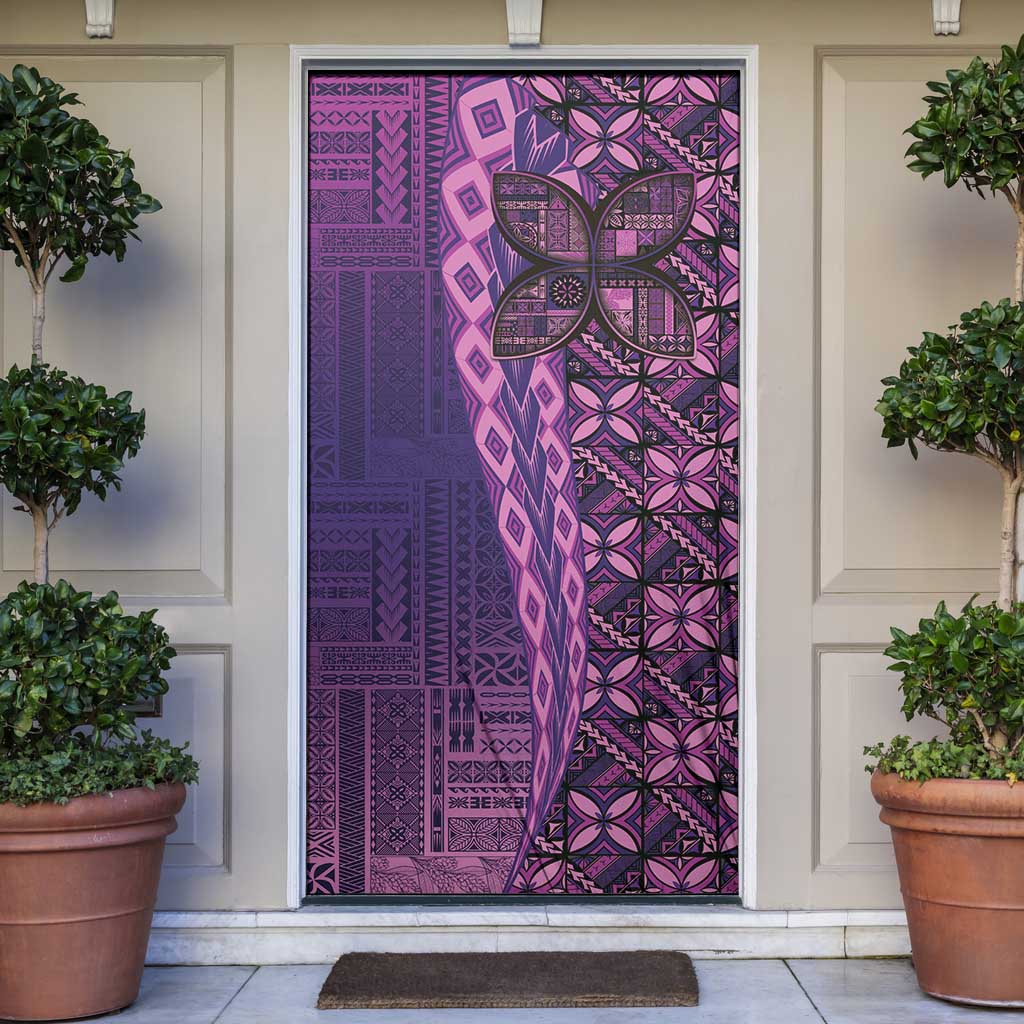 Samoan Pacific Tribal Flower Geometric Art Tattoos Door Cover Siapo Pattern Purple Haze LT03 Purple - Polynesian Pride