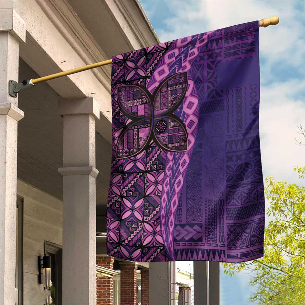 Samoan Pacific Tribal Flower Geometric Art Tattoos Garden Flag Siapo Pattern Purple Haze LT03 House Flag Purple - Polynesian Pride
