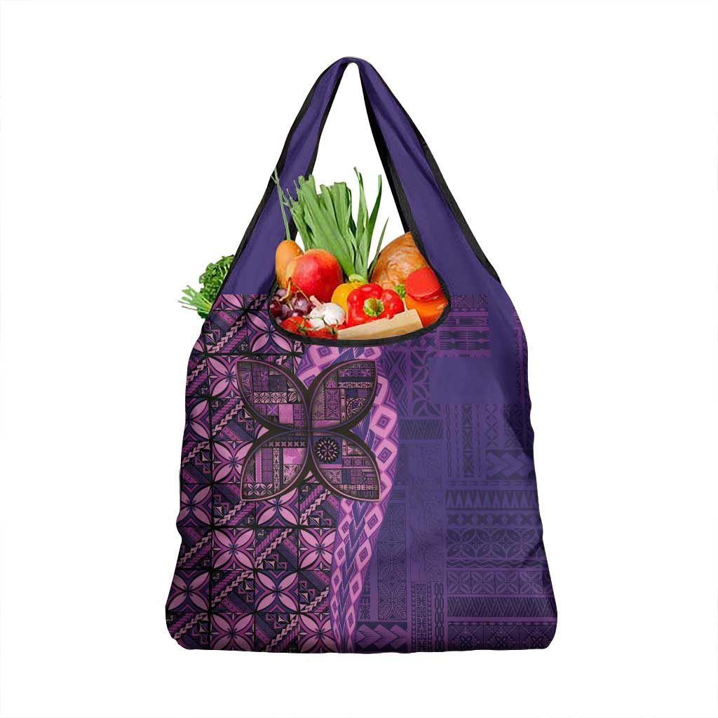 Samoan Pacific Tribal Flower Geometric Art Tattoos Grocery Bag Siapo Pattern Purple Haze LT03 1-pack One Size Purple - Polynesian Pride