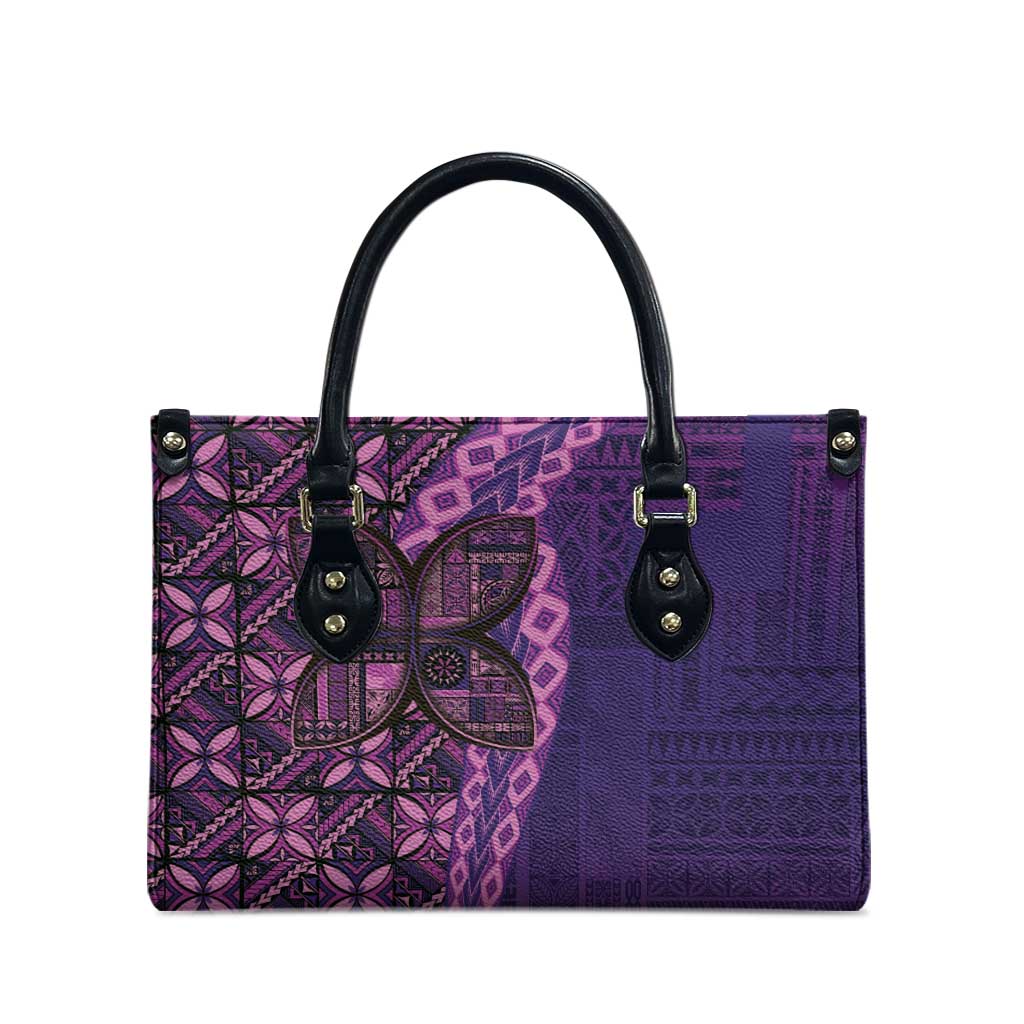 Samoan Pacific Tribal Flower Geometric Art Tattoos Leather Bag Siapo Pattern Purple Haze LT03 - Polynesian Pride
