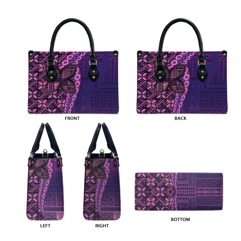 Samoan Pacific Tribal Flower Geometric Art Tattoos Leather Bag Siapo Pattern Purple Haze LT03 - Polynesian Pride