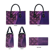 Samoan Pacific Tribal Flower Geometric Art Tattoos Leather Bag Siapo Pattern Purple Haze LT03 - Polynesian Pride