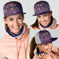 Samoan Pacific Tribal Flower Geometric Art Tattoos Mesh Trucker Cap Siapo Pattern Purple Haze LT03 - Polynesian Pride