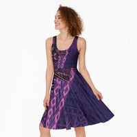 Samoan Pacific Tribal Flower Geometric Art Tattoos Midi Dress Siapo Pattern Purple Haze LT03 - Polynesian Pride
