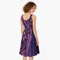 Samoan Pacific Tribal Flower Geometric Art Tattoos Midi Dress Siapo Pattern Purple Haze LT03 - Polynesian Pride