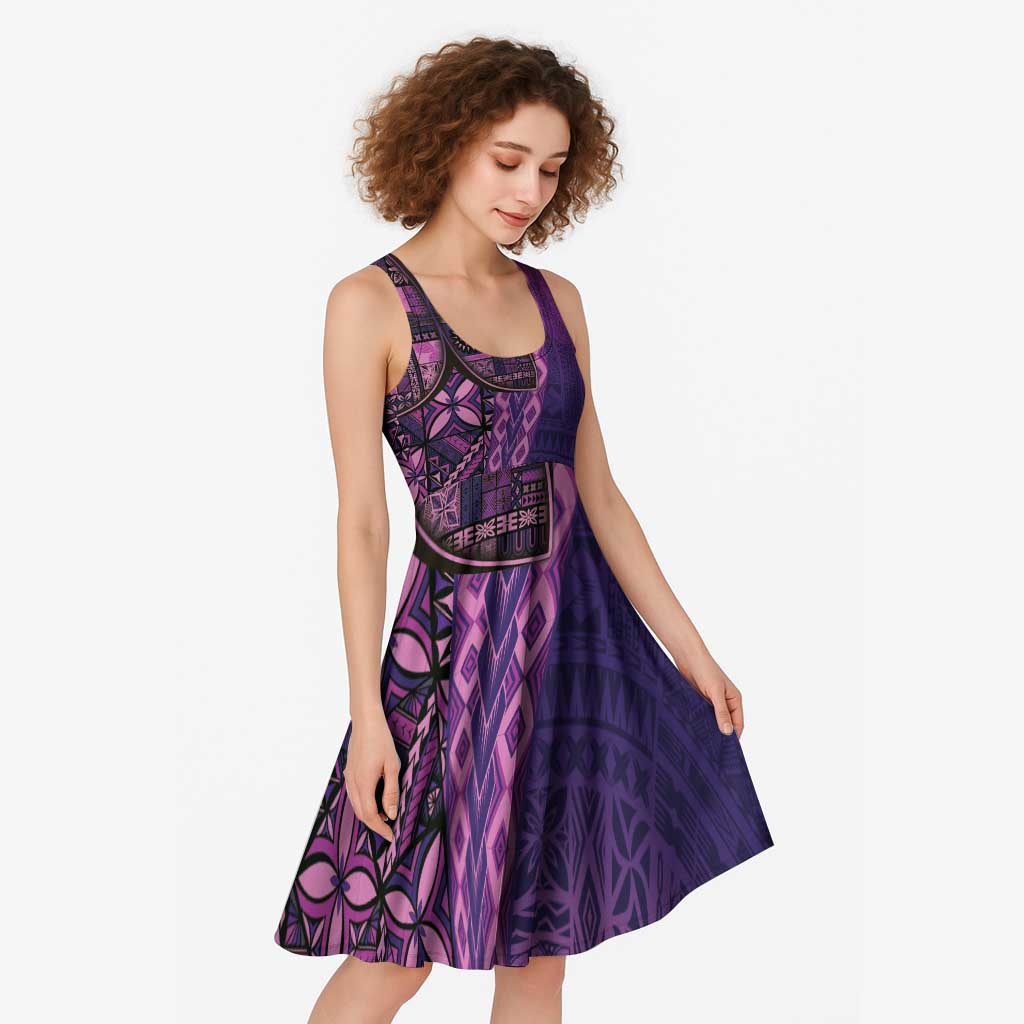 Samoan Pacific Tribal Flower Geometric Art Tattoos Midi Dress Siapo Pattern Purple Haze LT03 - Polynesian Pride