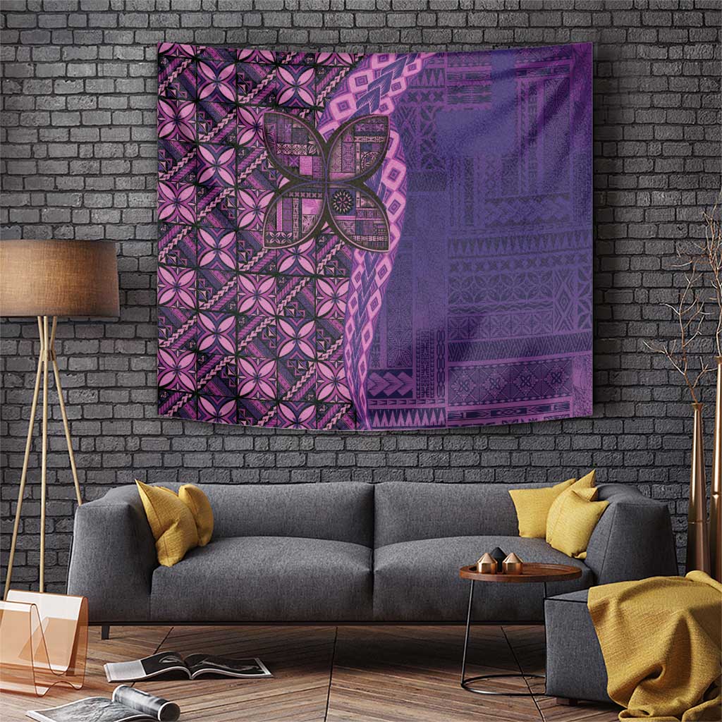 Samoan Pacific Tribal Flower Geometric Art Tattoos Tapestry Siapo Pattern Purple Haze LT03 Purple - Polynesian Pride