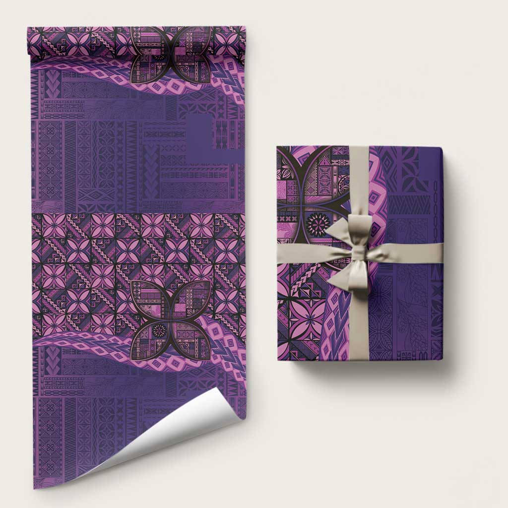 Samoan Pacific Tribal Flower Geometric Art Tattoos Wrapping Paper Siapo Pattern Purple Haze LT03 58" × 23" Purple - Polynesian Pride