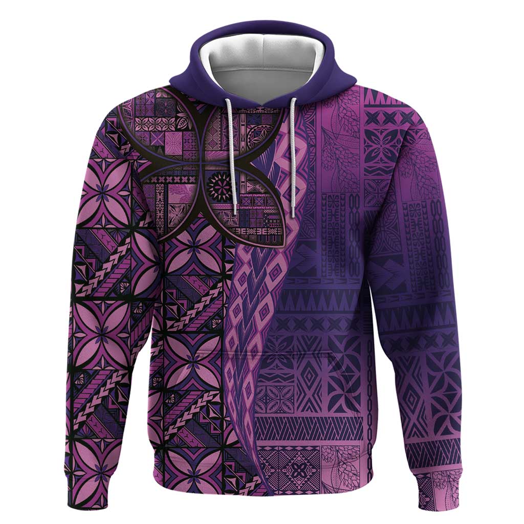 Samoan Pacific Tribal Flower Geometric Art Tattoos Zip Hoodie Siapo Pattern Purple Haze LT03 Pullover Hoodie Purple - Polynesian Pride