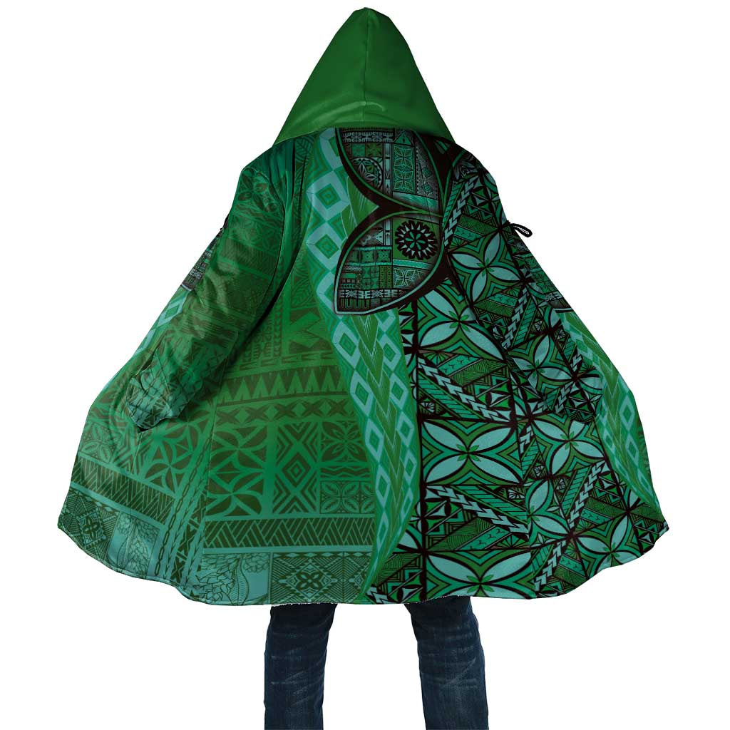 Samoan Pacific Tribal Flower Geometric Art Tattoos Cloak Siapo Pattern Emerald Glow LT03 Unisex Green - Polynesian Pride