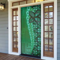 Samoan Pacific Tribal Flower Geometric Art Tattoos Door Cover Siapo Pattern Emerald Glow LT03 - Polynesian Pride