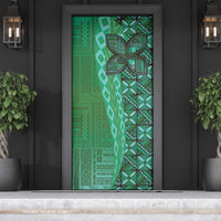 Samoan Pacific Tribal Flower Geometric Art Tattoos Door Cover Siapo Pattern Emerald Glow LT03 - Polynesian Pride