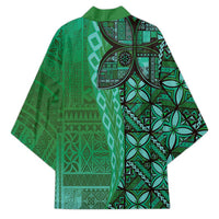 Samoan Pacific Tribal Flower Geometric Art Tattoos Kimono Siapo Pattern Emerald Glow LT03 - Polynesian Pride