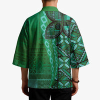 Samoan Pacific Tribal Flower Geometric Art Tattoos Kimono Siapo Pattern Emerald Glow LT03 - Polynesian Pride