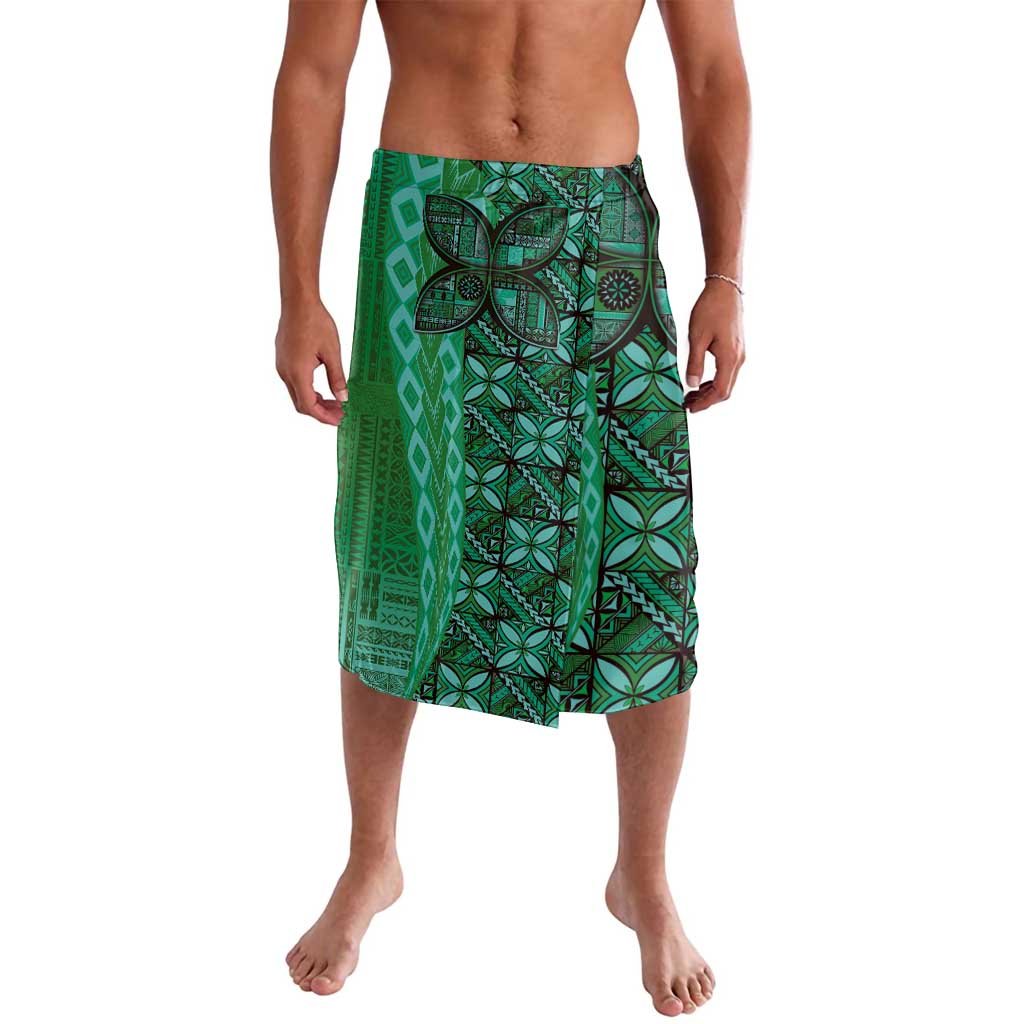 Samoan Pacific Tribal Flower Geometric Art Tattoos Lavalava Siapo Pattern Emerald Glow LT03 Green - Polynesian Pride