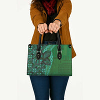Samoan Pacific Tribal Flower Geometric Art Tattoos Leather Bag Siapo Pattern Emerald Glow LT03 Green - Polynesian Pride