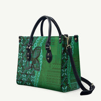 Samoan Pacific Tribal Flower Geometric Art Tattoos Leather Bag Siapo Pattern Emerald Glow LT03 - Polynesian Pride