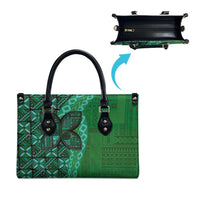 Samoan Pacific Tribal Flower Geometric Art Tattoos Leather Bag Siapo Pattern Emerald Glow LT03 - Polynesian Pride