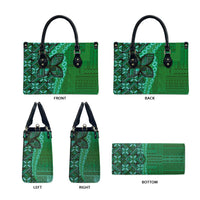 Samoan Pacific Tribal Flower Geometric Art Tattoos Leather Bag Siapo Pattern Emerald Glow LT03 - Polynesian Pride
