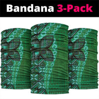 Samoan Pacific Tribal Flower Geometric Art Tattoos Neck Gaiter Siapo Pattern Emerald Glow LT03 package One Size: 25*50cm Green - Polynesian Pride