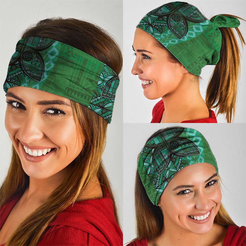 Samoan Pacific Tribal Flower Geometric Art Tattoos Neck Gaiter Siapo Pattern Emerald Glow LT03 - Polynesian Pride
