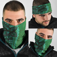 Samoan Pacific Tribal Flower Geometric Art Tattoos Neck Gaiter Siapo Pattern Emerald Glow LT03 - Polynesian Pride